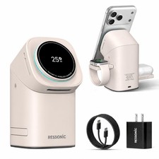 25W 3 in 1 Wireless Charging Station for Apple Samsung, Desk Night Stand