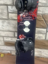 Palmer Snowboard  Sz 150 cm with  Men Large Flow Bindings, Black/Red