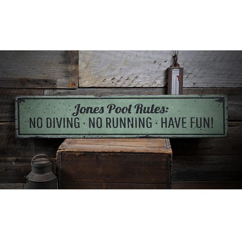 Pool Rules, Custom for Pool, No - Rustic Distressed Wood Sign - Picture 2 of 2