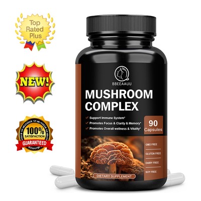 Lion's Mane 800mg with Reishi & Chaga   Brain & Immune Support, 60 Capsules