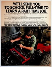 US Army Reserve Vintage Magazine Print Ad 1970s Military Mechanic Recruitment