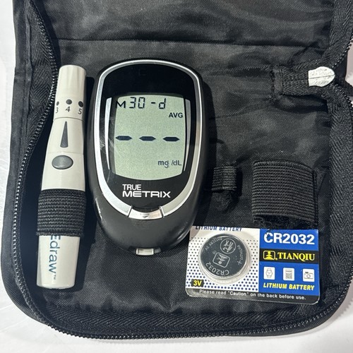 TRUE METRIX Blood Glucose Meter w/ Case & Lancing Device + New Batteries