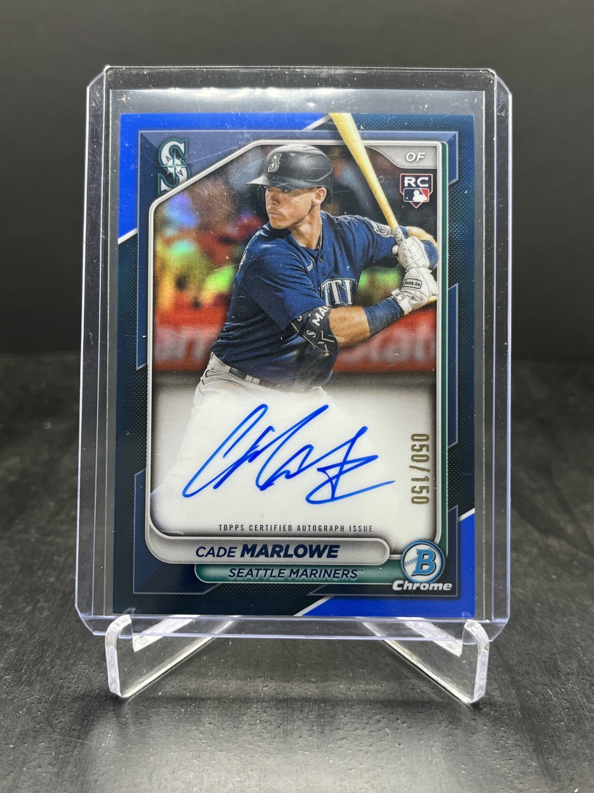 2024 Bowman Cade Marlowe RC Rookie Chrome On Card Autograph Blue 050/150 #CRA-CM
