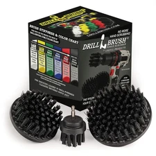 Ultra Stiff Drill Powered Cleaning Brush Set - Heavy Duty Industrial Strippin...