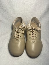 Leo s Jazz Tap Leather Upper Tan Ladies Size 5.5M Split Sole Lace Up Shoes New