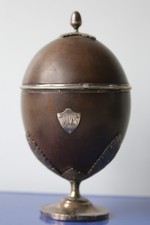 Silver/ Silver Plate Mounted Coconut Cup/Bowl. Inscription + Makers Marks.