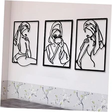 CHENGU 3 Pieces Metal Minimalist Abstract Woman Wall Art Line Drawing Cup Style
