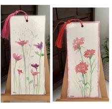 Bookmarks X 2 Painting Original Hand Painted laminated artwork Flowers By Kenna