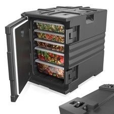 82 QT Insulated Hot Box Food Warmer Carrier for 5 Pans with Wheels