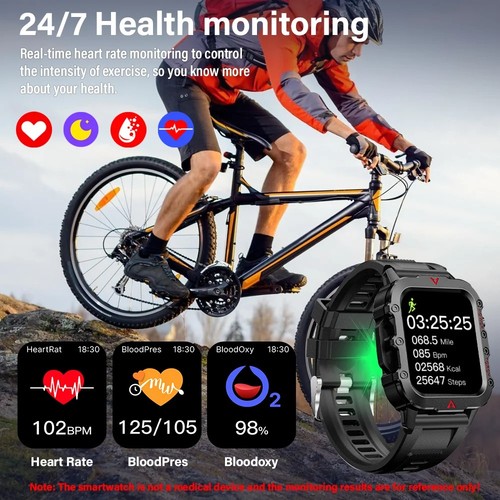 1.71” Men Smart Power Stylish Bluetooth Calling Sports Smartwatch Gym Watch Gift - Picture 6 of 31