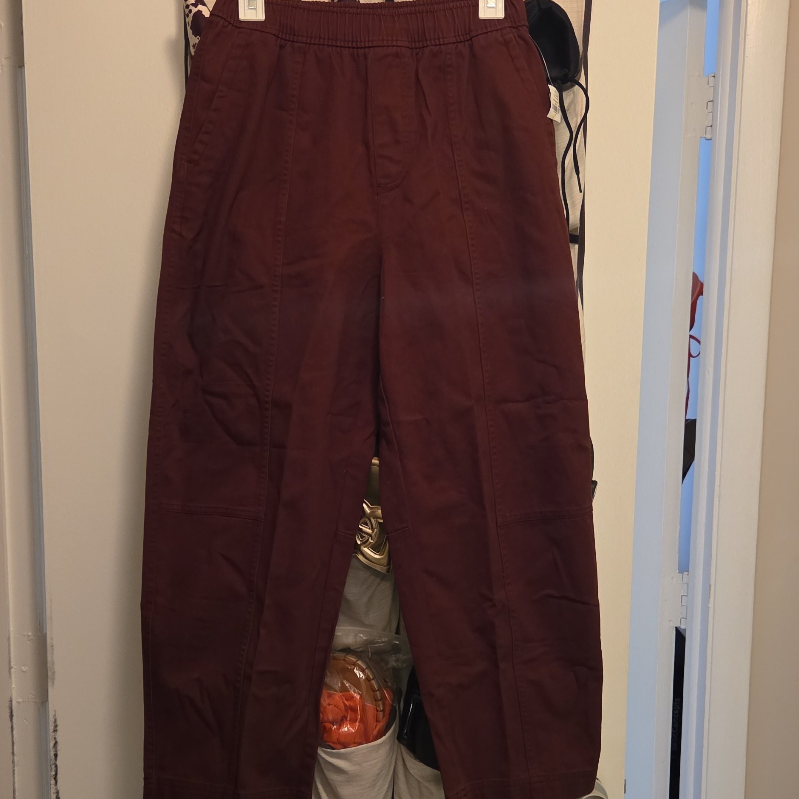 Old Navy High-Rise Pants Brown Women's Comfort Waistband Elastic Flat Front