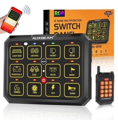Auxbeam AC-1200 RGB 12 Gang Bluetooth Switch Panel with Remote Control