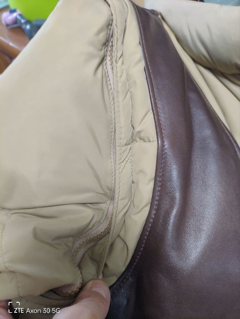 Schott Down Jacket S Leather with Removable Sleev… - image 4