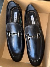 Steve Madden Lyon Bit Black Leather Upper Loafers Horsebit Detail Men's 10