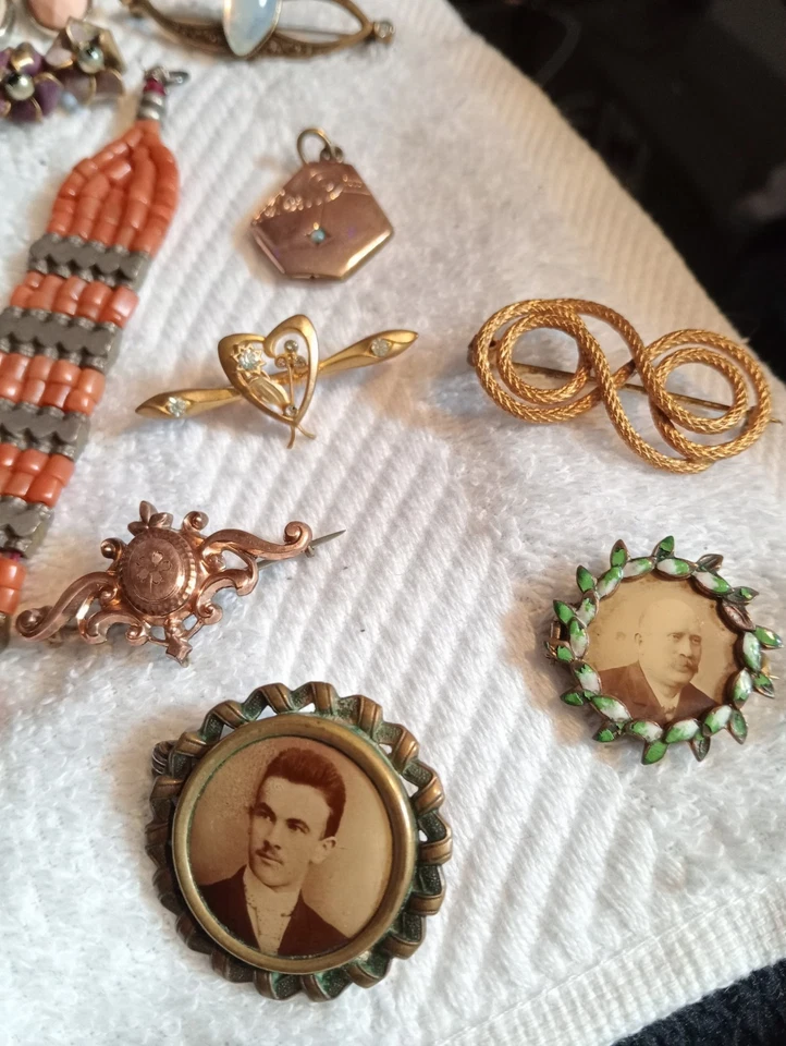 Hochwertiges Schmuck Paket Biedermeier Alpacca Koralle Perlmutt - Bild 2 von 4