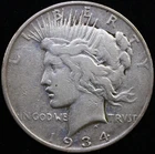 1934-D $1 PEACE SILVER DOLLAR  XF #X6