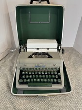 Vintage Royal Quiet Deluxe Portable Typewriter gray with green keys in case thumbnail