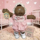 1984 Cabbage Patch Kid, Preemie, Brown Tuft, AA, HM3, OK, Pink Dress