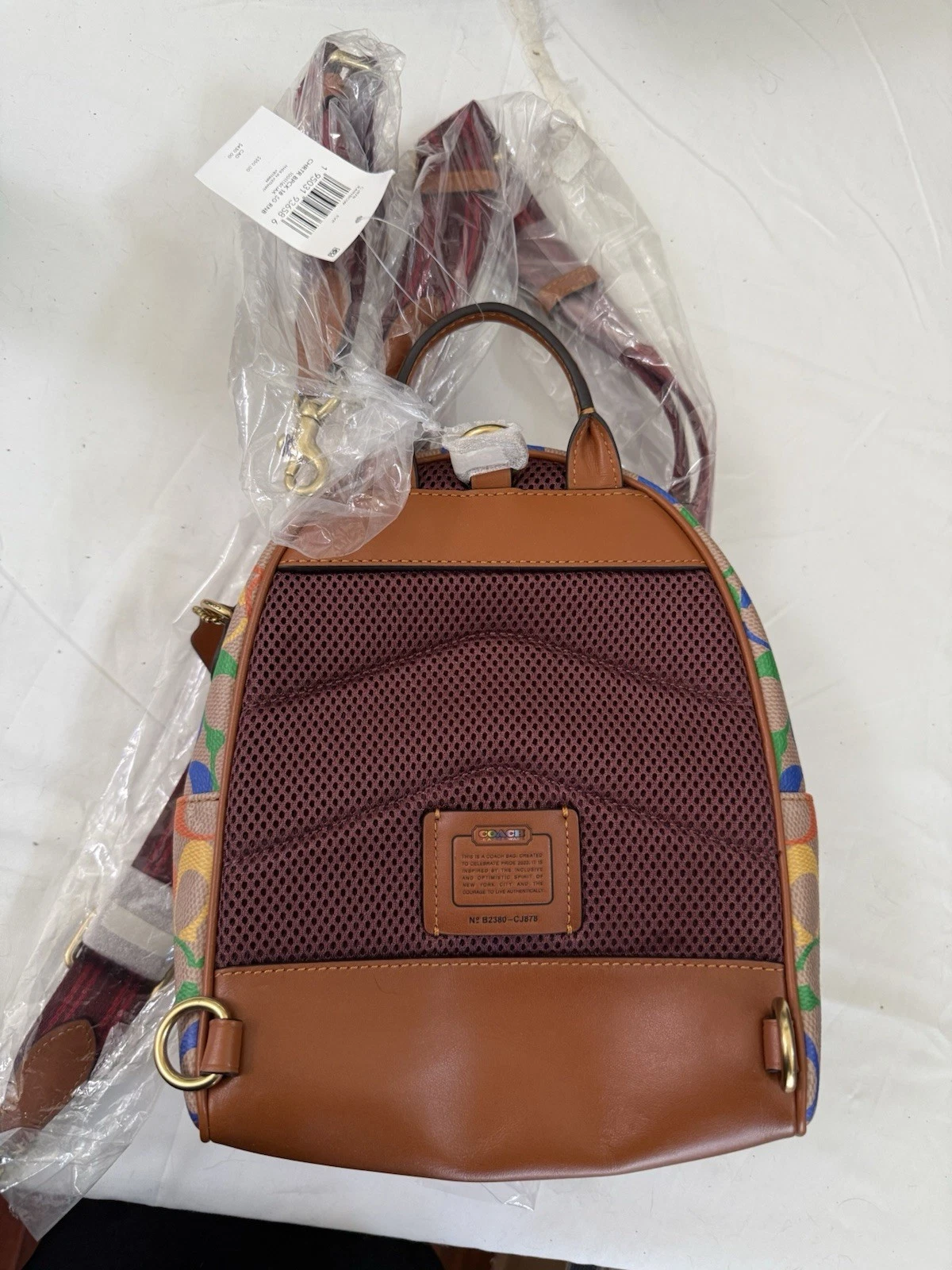 Zaino Coach Charter 18 in tela firmato arcobaleno nuovo con etichetta CJ878