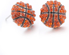 Fashion Crystal Rhinestone Post Stud Silver Bling Basketball Earrings Er005453 