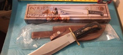 15'' Custom Bowie Knife With Leather Sheath ( Handle Color Will Vary
