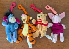 Disney Store Winnie the Pooh 4" Plush Lot 4 Pooh Piglet Tigger Eeyore Bean Bag