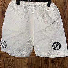 Yeezy x Gosha Rubchinskiy YZY SH-01 Nylon White/Black Logo Shorts Sz 2. Large Xl