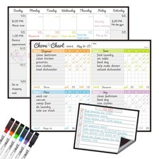 Magnetic Dry Erase Chore Chart and Calendar Bundle for Fridge - Chore Chart f...