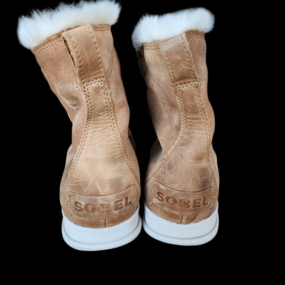 SOREL Out N About Plus Conquest Boots Tan Suede Faux Fur Women's US 8.5 Winter - Image 4 of 4