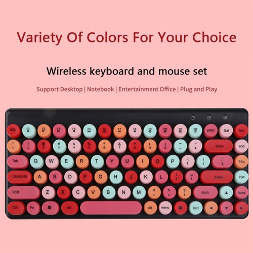 Wireless Keyboard Mouse Combo 2.4GHz Wireless Mouse 86 Keys Colorful Keyboard DB - Afbeelding 6 van 24