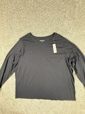 NWT Lands  End Women s 1X Long Sleeve Shirt Black Pima Cotton 