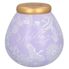 Pot of Dreams Wedding Pattern Ceramic Money Pot – Break to Open Savings Jar Gift