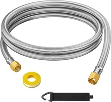 6 Feet Propane Hose Extension with 3/8" Female Flare on Both Ends, Silver 