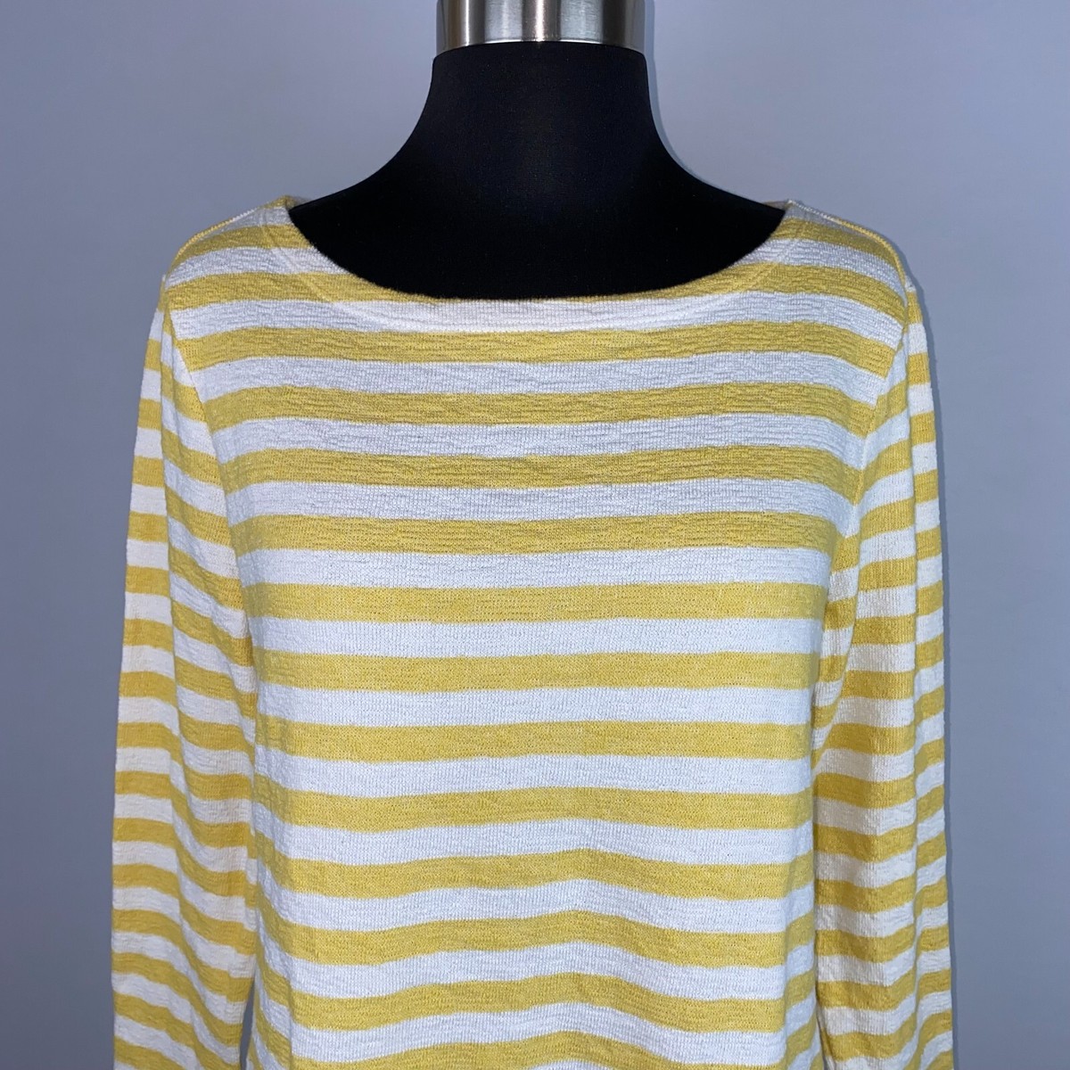 Old Navy Luxe Womens M Yellow White Stripe Textured Relaxed