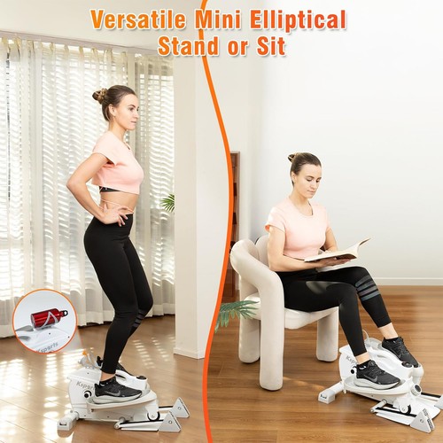 Ksports Mini Elliptical Machine with 3-Level Incline and LED Display, White - Picture 8 of 8