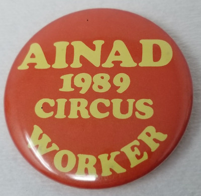 Ainad Circus Worker 1989 Pin Button Shriners Red White