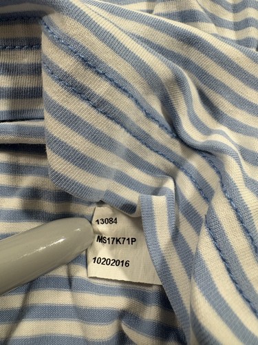 Peter Millar Shirt Mens Medium Blue Striped Seaside Wash Soft Tagless Golf Polo - Picture 3 of 7