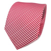 Tigertie Designer Seidenkrawatte Rot Verkehrsrot Weiß Gestreift - Krawatte Seide