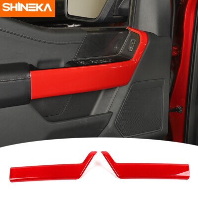 2pcs Interior Front Door Handle Panel Cover Trim Decor For Ford F150 2021+ Red