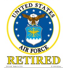 3"X4" VINYL PRESS AND STICK WEATHER RESISTANT USAF RETIRED DECAL
