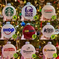 Handmade "Starbucks, Subway, Cracker Barrel or Ihop" Christmas Ornament!
