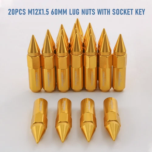 Cap Spiked Racing Wheel Lug Nuts 20PCS M12 x 1.5mm 60mm Arrow Style New - Picture 14 of 66