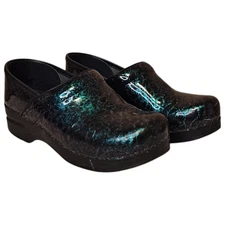 Dansko Clogs Women's 8 8.5 US 38 EUR Black Green Iridescent Professional Shoes 
