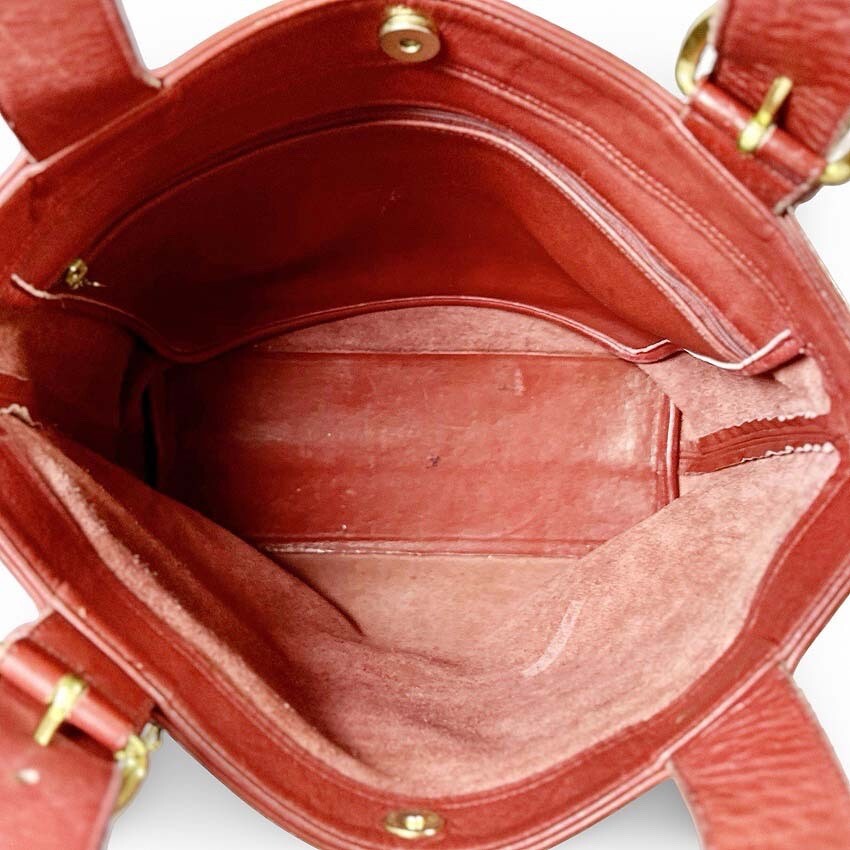 Vintage COACH Old Coach All Leather Tote Handbag 4140 Red Ladies