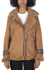 Women Sheepskin Flying Aviator Jacket Camel Brown | Infinity