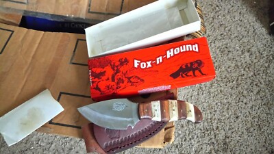 Fox N Hound Small Game Skinning Knife Wooden Handel Complete W/ Leather