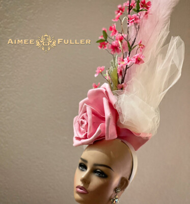 Theatrical Kentucky Derby Giant Rose Fascinator Ascot Hat  display picture 1