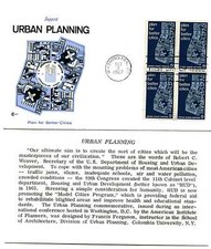 1333 Urban Planning  Cover Craft Cachets, CCC, block of 4, FDC