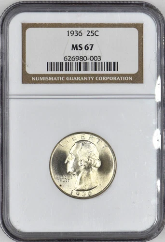 1936 Silver Washington Quarter 25C NGC MS 67 