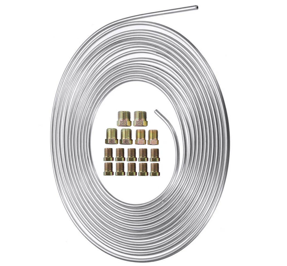 Kit de tubería de línea de freno de acero al zinc de 25 pies bobina enrollable OD de 3/16" con accesorios de todos los tamaños*2 Foto 4 de 4